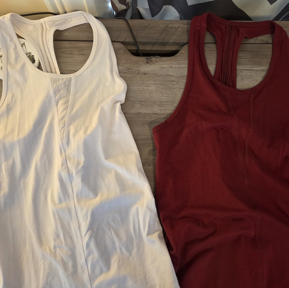 ZYIA Racerback Tank Tops in White and Burgundy